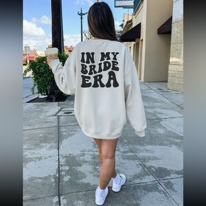 “In My Bride Era” Relaxed Fit Sweatshirt NWOT Size Large in the Color Sand